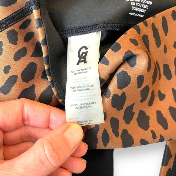 Good American Leggings Womens Small Black Cooper Cheetah High Waist Compression - Picture 11 of 12